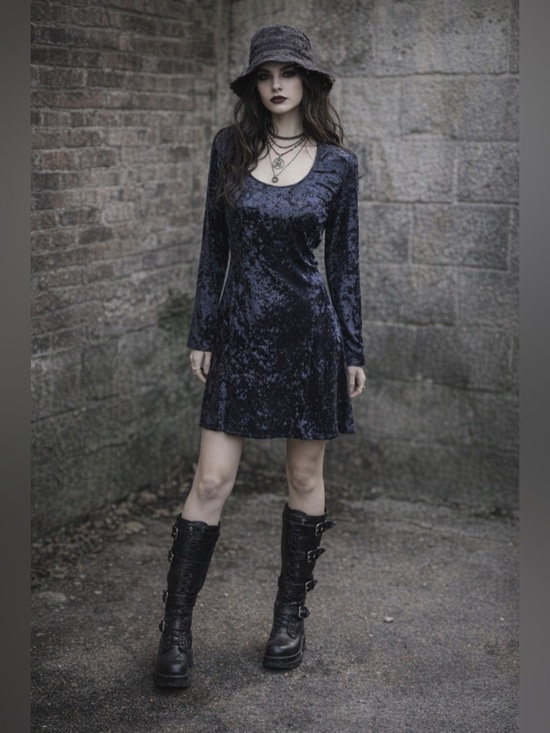 jamie brooke Dresses & Skirts - Jamie Brooke Vtg 90s Grunge Crushed Velvet Dress Size L Witchy Elegant